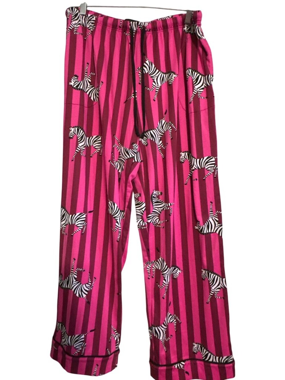Room Service Womens Zebra Print Pink & Burgundy Striped Pajama Set L/XL - Picture 5 of 6